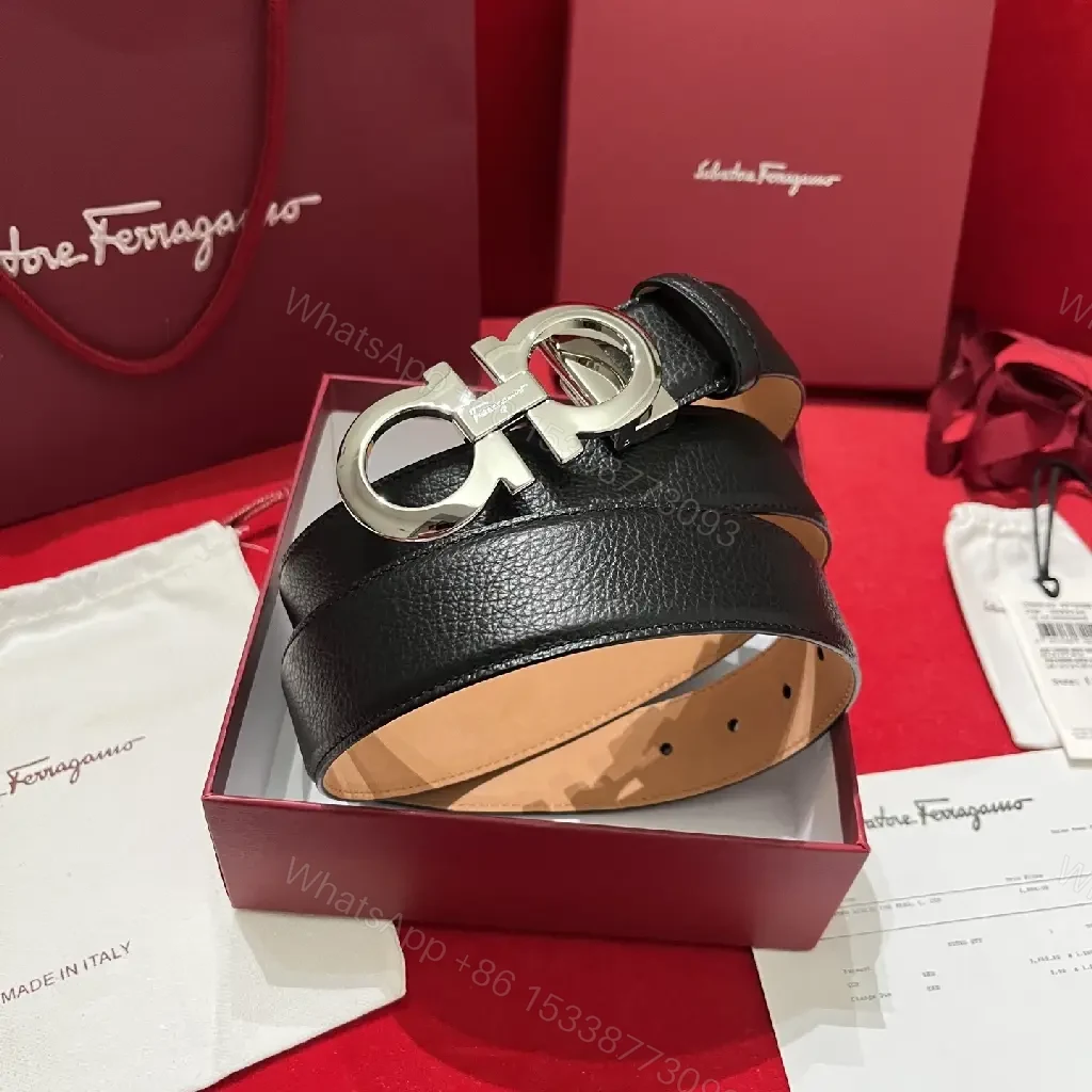 View 5 of Bold Leather Belt with Omega Buckle, Everyday Luxury