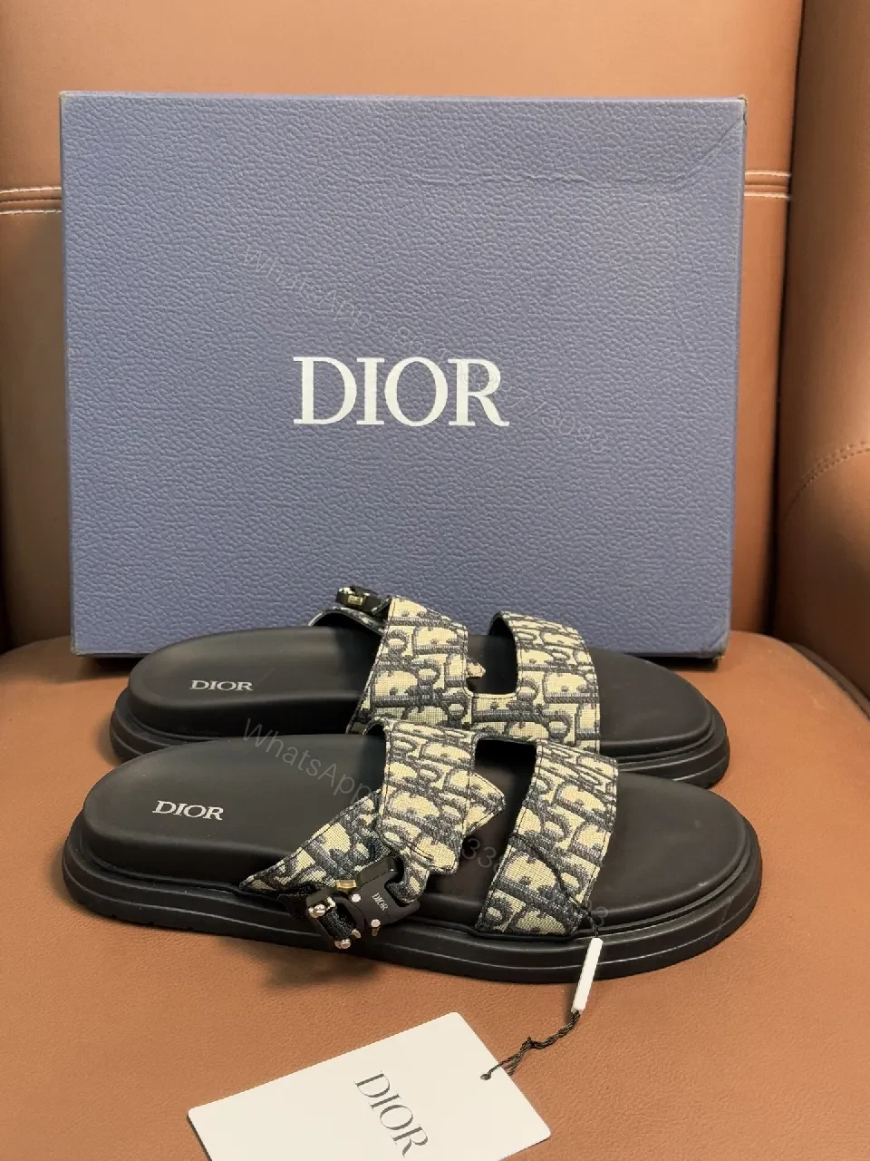 View 4 of Patterned Luxury Slides with Signature Monogram Comfort