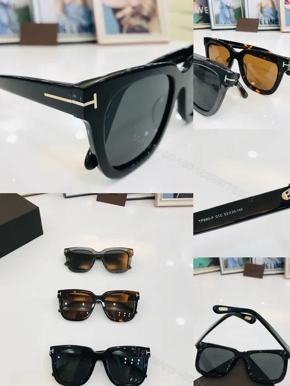 View 8 of Black + Acetate + Luxury Modern + Signature T detailing + Sunglasses
