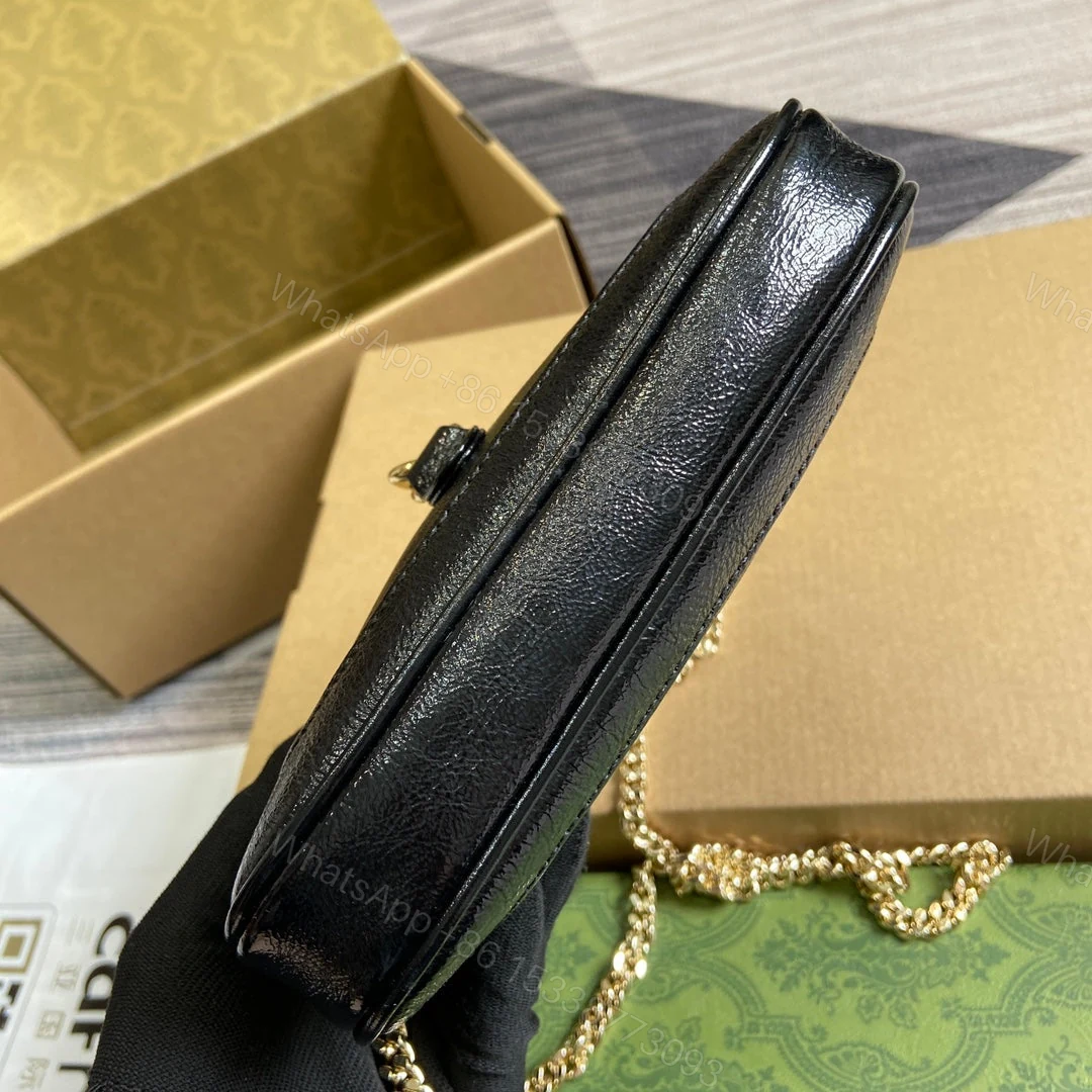 View 5 of JACKIE NOTTE MINI BAG 19 IN BLACK CRACKED LACQUER CALFSKIN GOLD HARDWARE