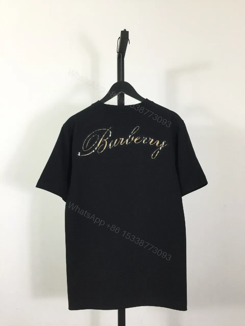 View 7 of Black Cotton Blend Tee | Subtle Logo Embroidery | Luxe Everyday Comfort