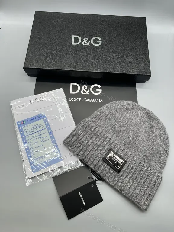 View 4 of Navy Knit Beanie with D&G Plaque - Ultra-Warm, Refined Street Style