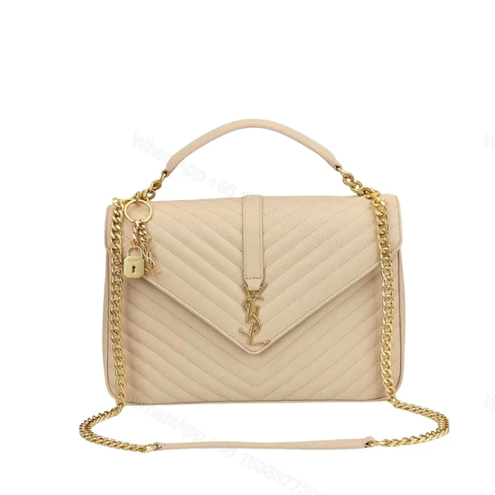 Saint Laurent College Large Chain Bag Beige 25Cm — view 1
