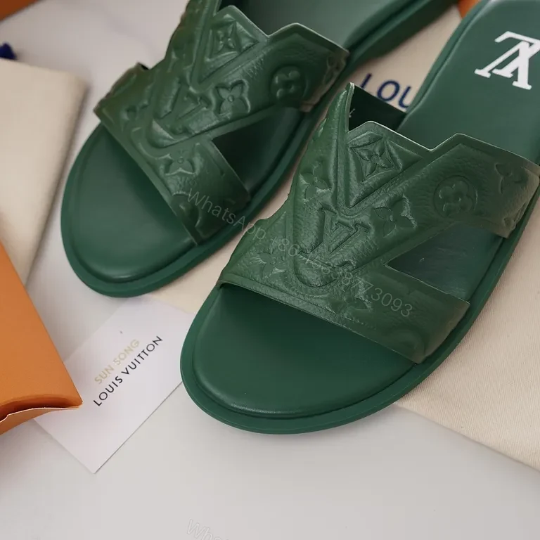 View 5 of Emerald Luxe Embossed Slides â€“ Urban Comfort Footwear