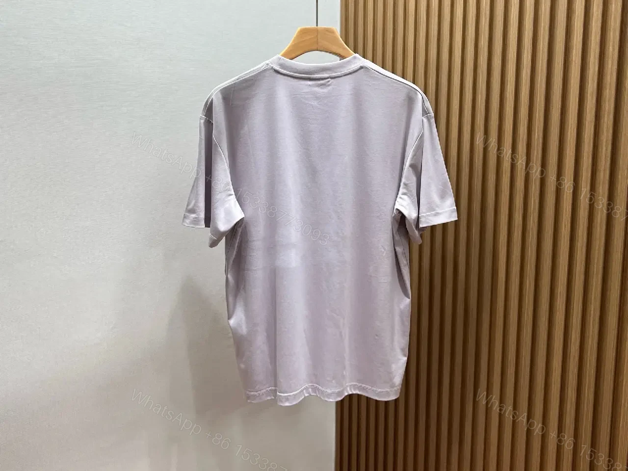 View 4 of Light Lavender-Gray Ribbed Crew-Neck Tee with Dior Logo (Relaxed)
