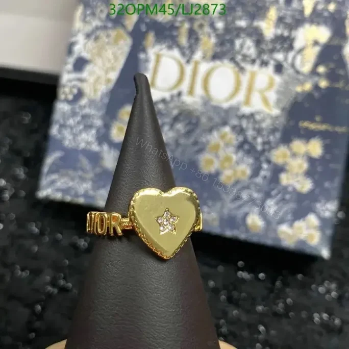 Dior Heart Shape Ring in Brass and Pearl – Model LJ28735 — view 1