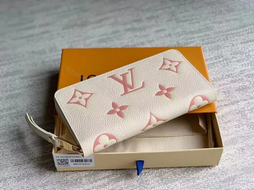 View 2 of Cream LV Monogram Wallet: Pink Pattern, Compact Organizer