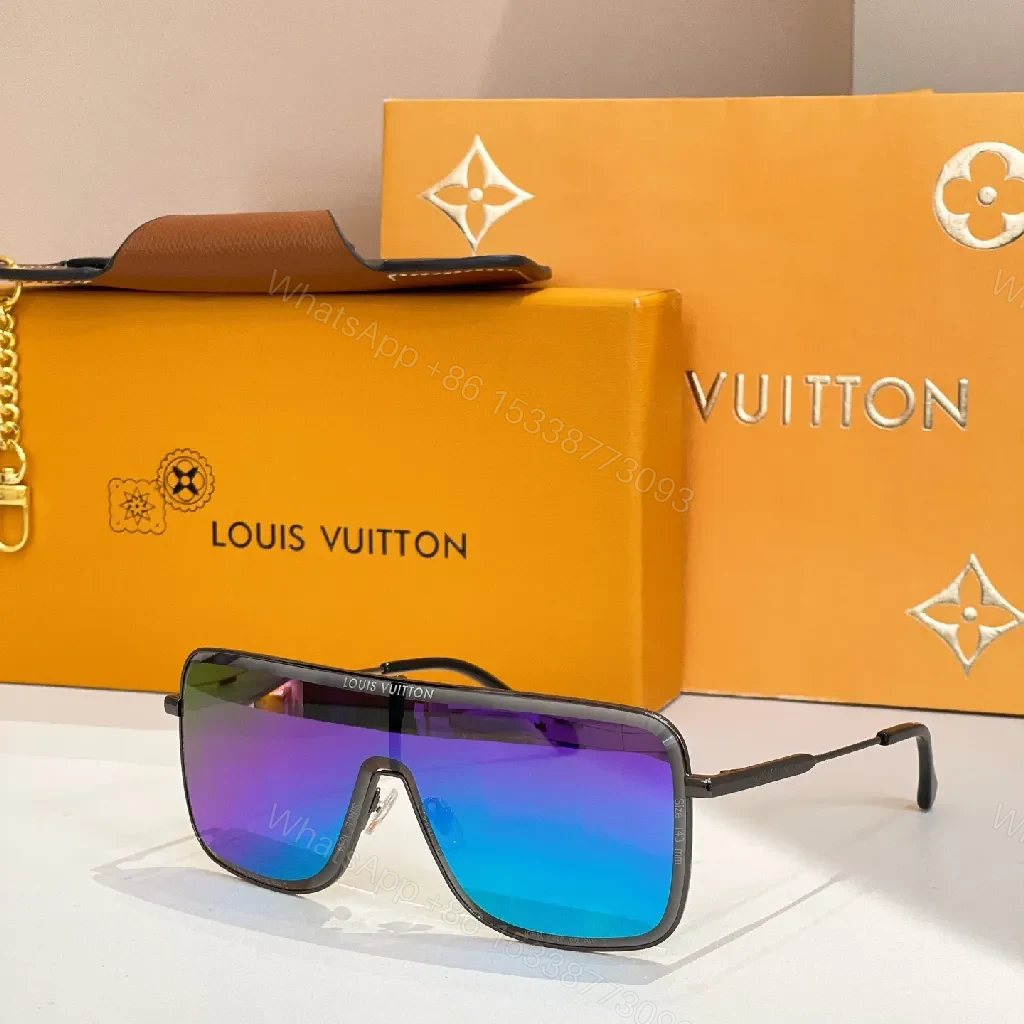 View 6 of Luxurious Monogram Shield Sunglasses: Premium Alloy, UV-Protection