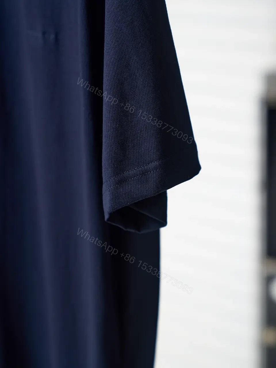 View 4 of Dark Navy Short-Sleeve Crew Neck T-Shirt, Smooth Knit, Soft Drape