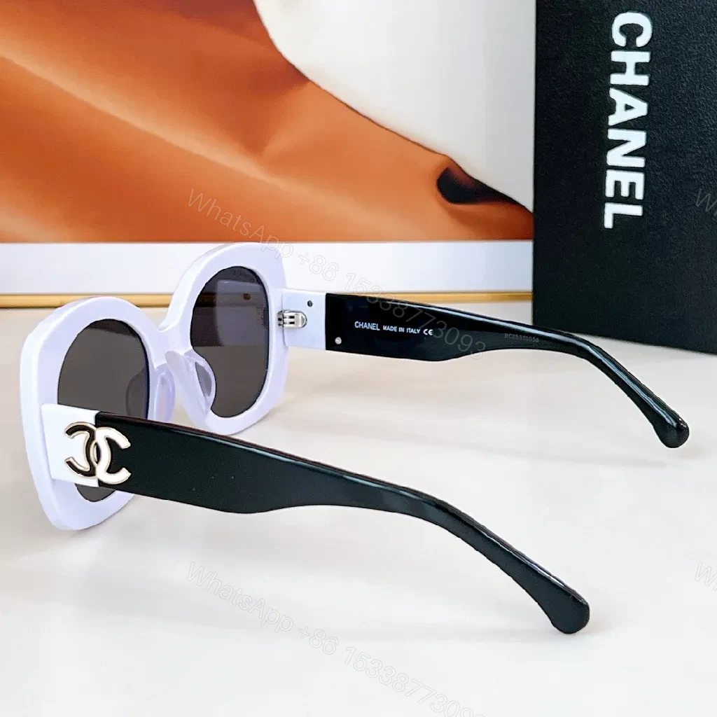 View 4 of Black Acetate Oversize Sunglasses – Gold Logo, UV 400