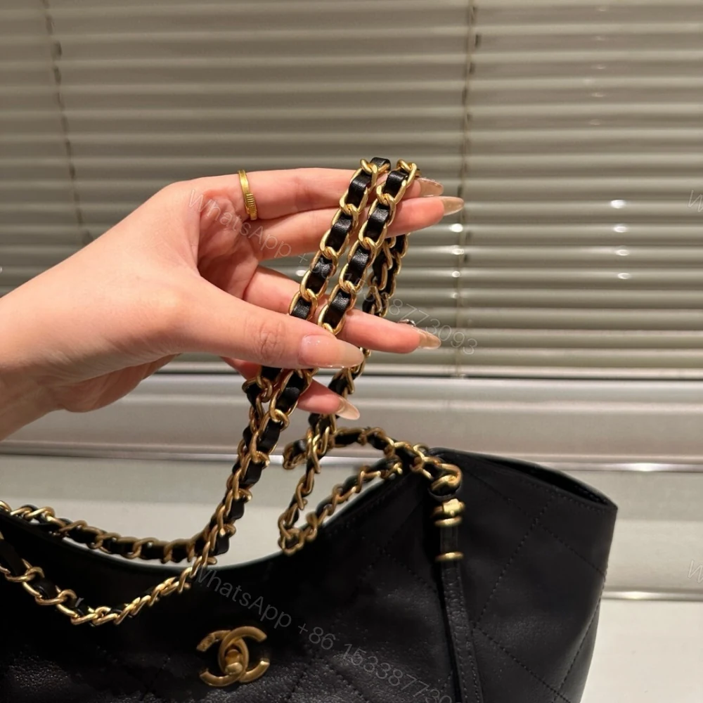 View 5 of Chanel Medium Shopping Bag And Gold Tone Metal Black 35Cm