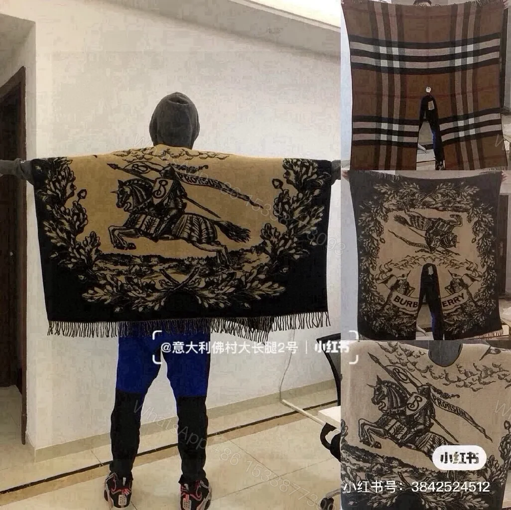 View 7 of Camel & Black Wool-Blend Fringe Wrap Cardigan