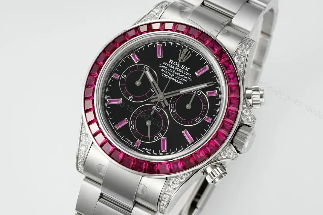 View 3 of Premium Rolex Daytona Pink Sapphire Silver replica 40MM Oyster Bracelet Edition RG-DAYTONA-PINK-SAPPHIRE-SILVER-OYSTER-40