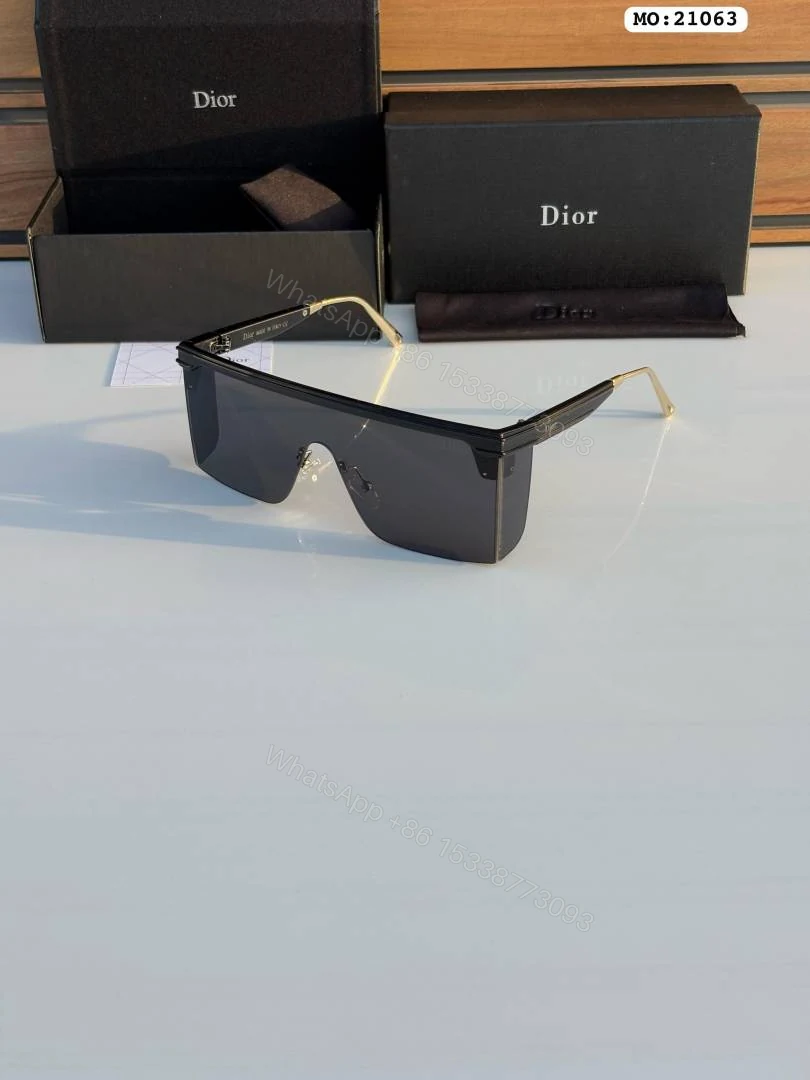 First Copy Dior Shield Black Sunglasses Oversized Frame Unisex UV Protection — view 1