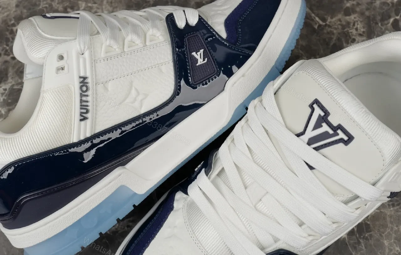 View 4 of Navy Patent luxury sneakers, premium leather, high-top design