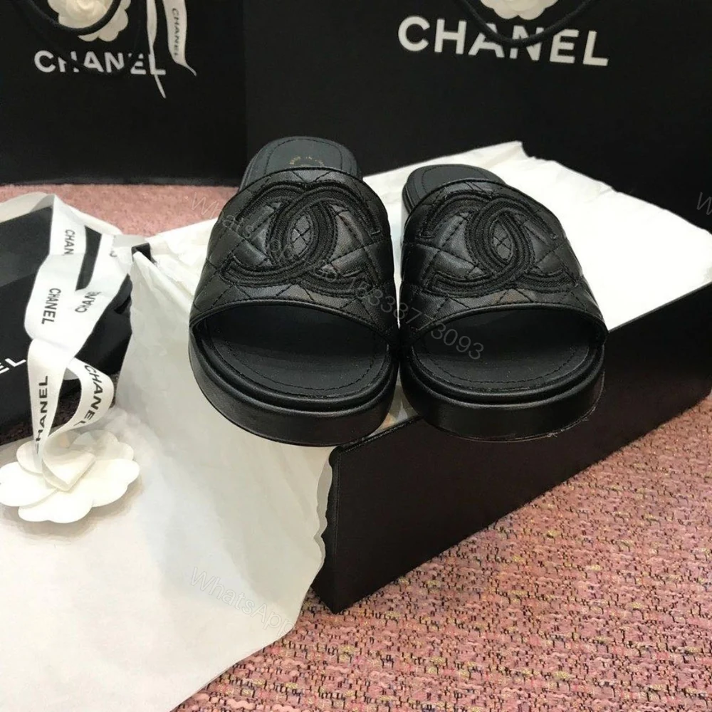 View 4 of Chanel Quilted CC Logo Mules Black