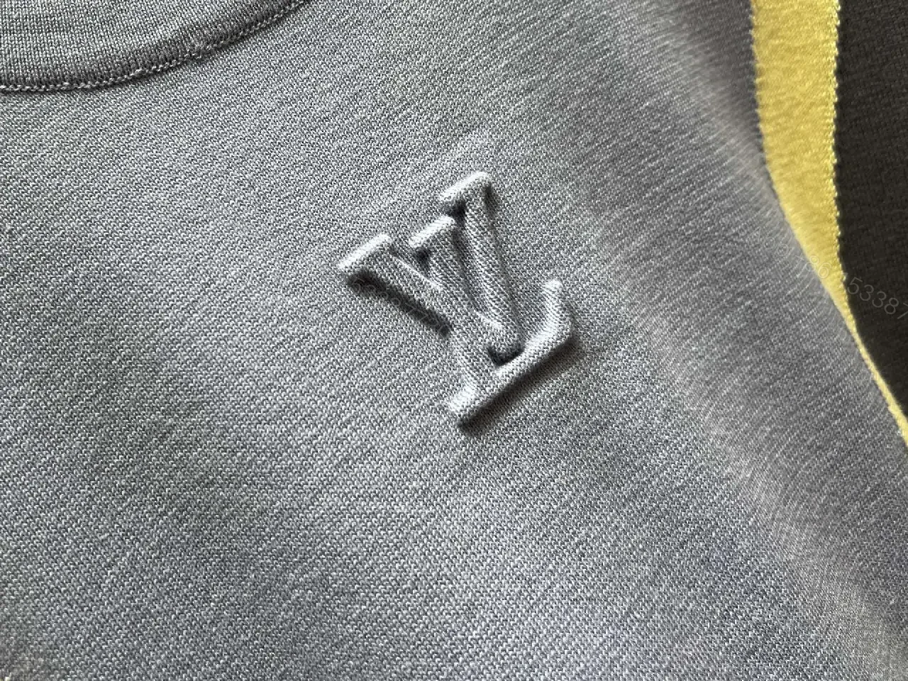 View 8 of Colorblocked Cotton Blend Tee with Subtle Embroidery