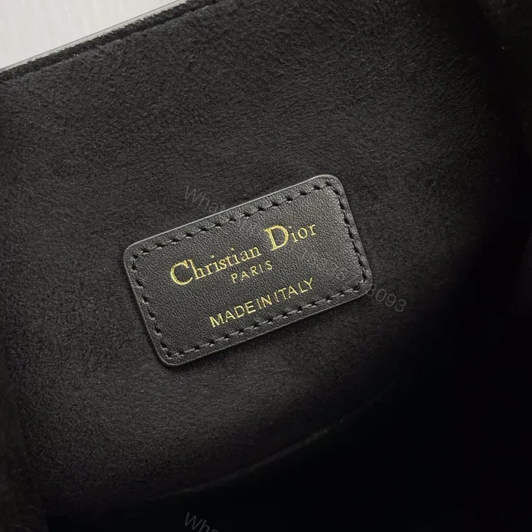View 8 of Lux Black Leather Bucket Bag with Gold Hardware - Dior-Inspired Elevation