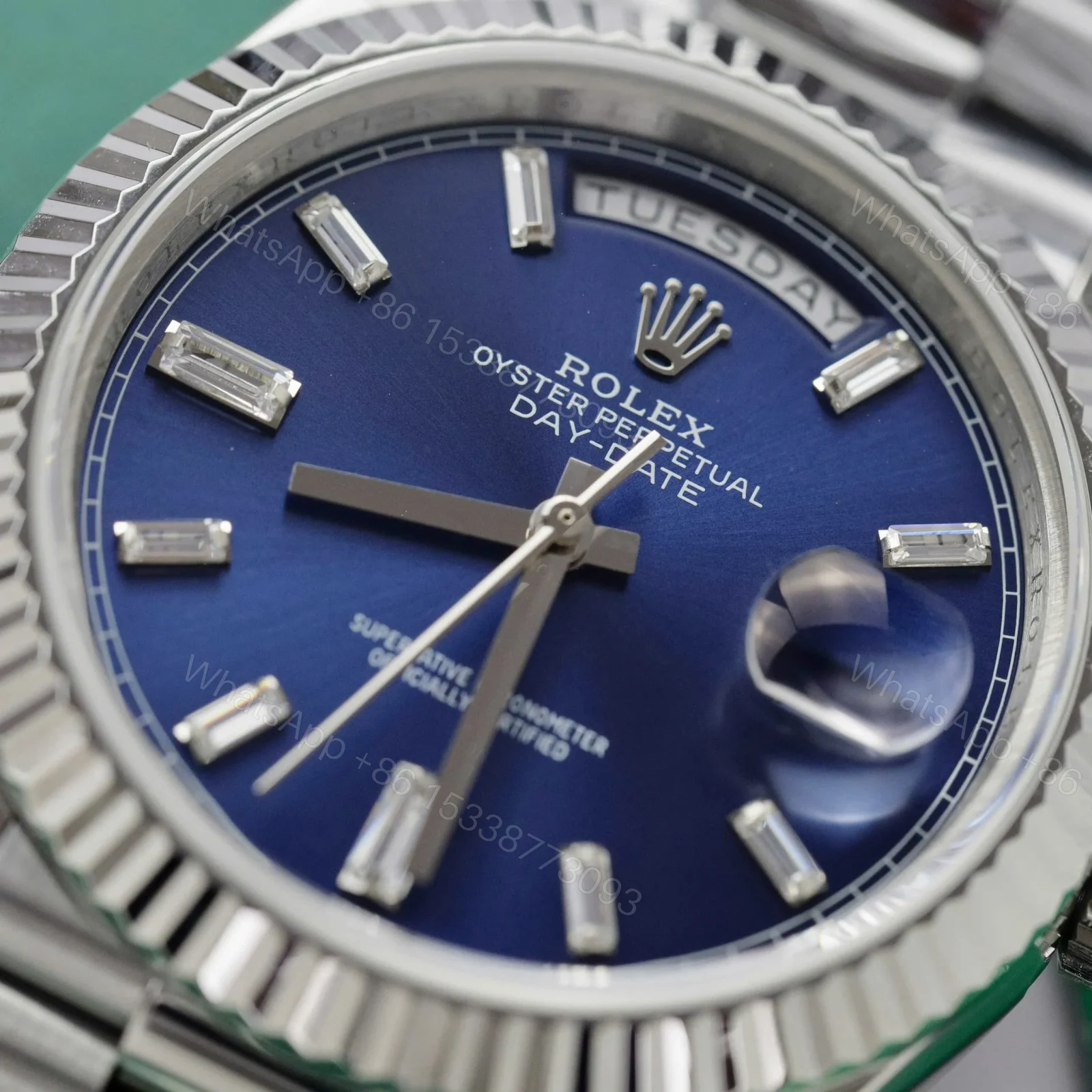 View 6 of Superclone Rolex Day-Date Bright Blue Diamond Dial 128239-0069 36 mm