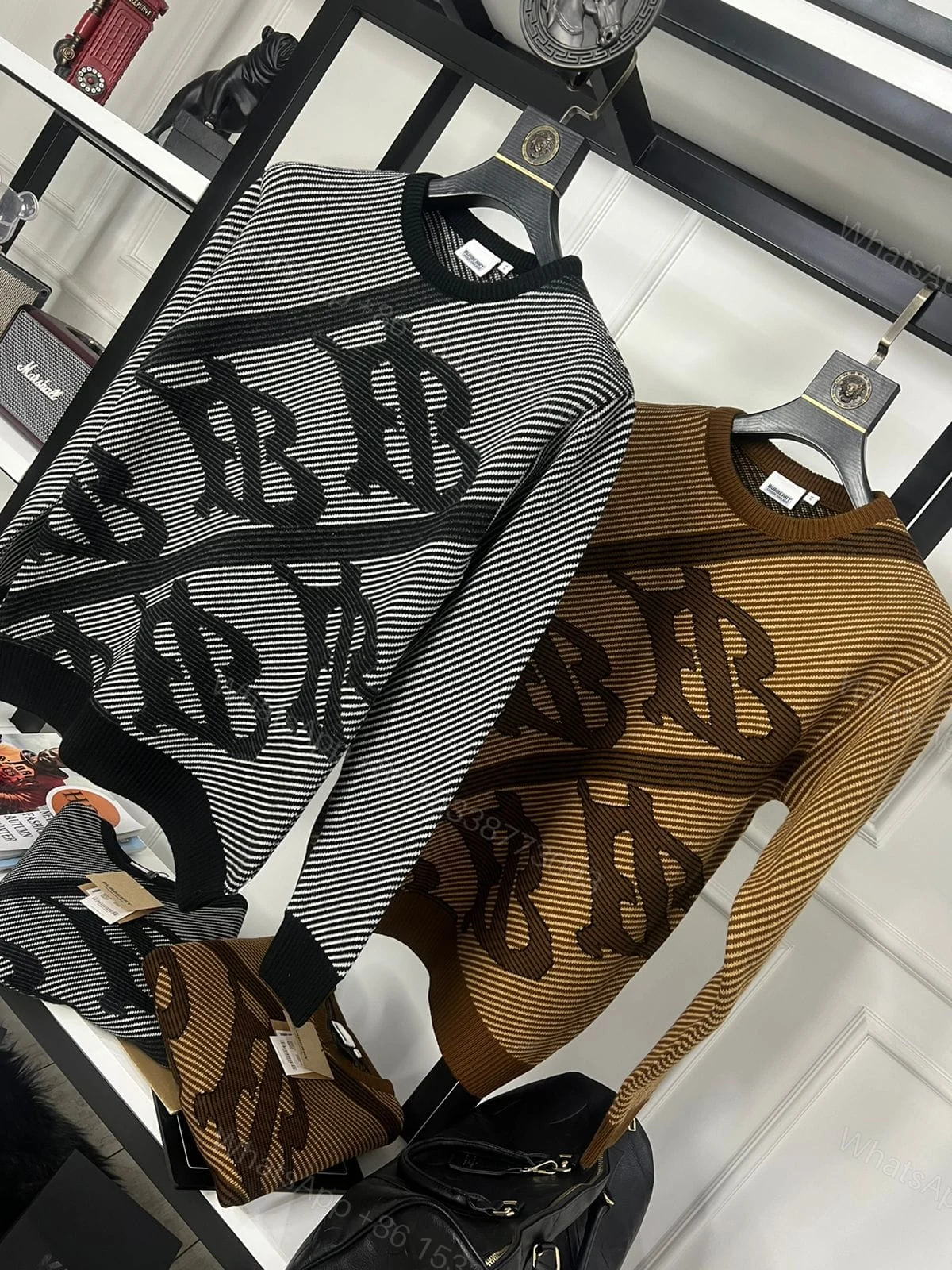 View 9 of FIRST COPY BURBERRY EXCLUSIVE INTARSIA KNITTING ROUND NECK