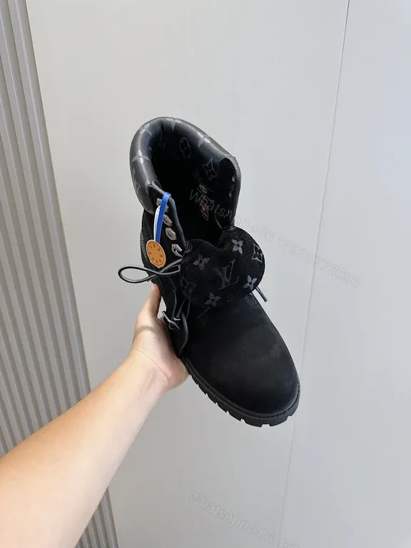 View 9 of Luxe LV-Accent Suede High-Top Boots, Rugged Comfort