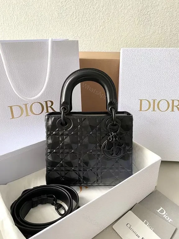 Compact Geometric Satchel in Black with Dior Charms — view 1