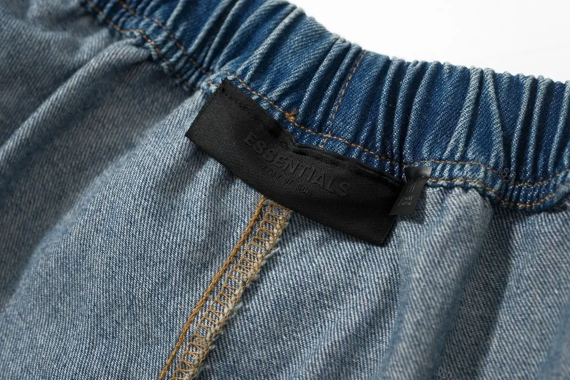 View 6 of Denim-Texture Wide-Leg Lounge Pants with Drawstring Detail