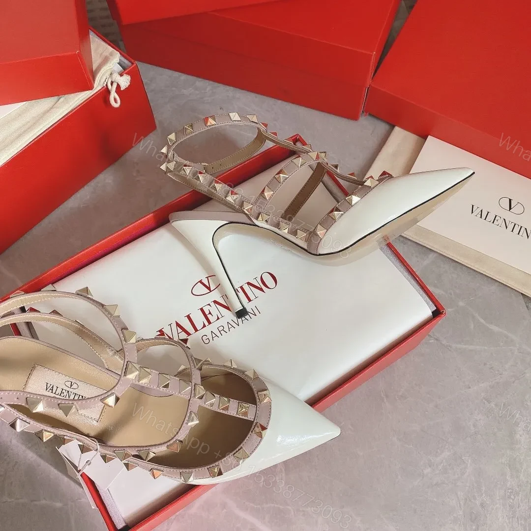 View 3 of Valentino Women White Patent Leather Rockstud Pumps