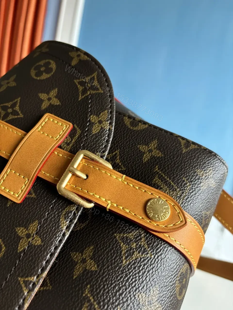 View 3 of Bold LV Monogram Shoulder Bag: Saddle-Strap Edition