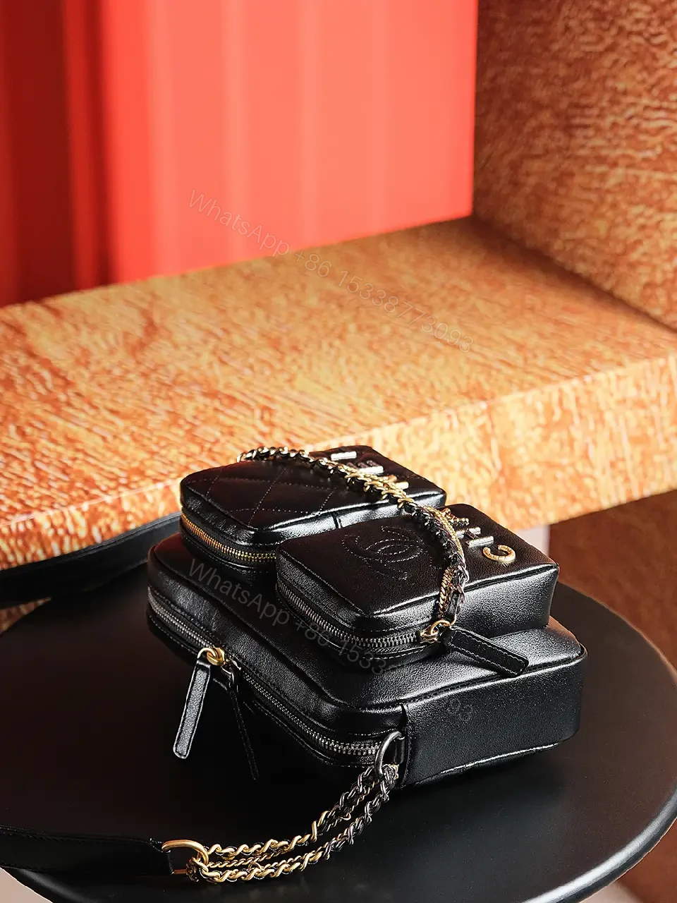 View 6 of Black Quilted Leather Camera Bag - Compact Luxury Ambience