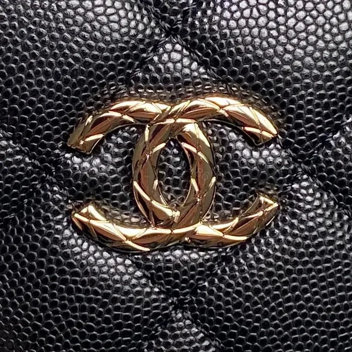 View 3 of Chanel 24A Hobo Handbag in black quilted caviar leather