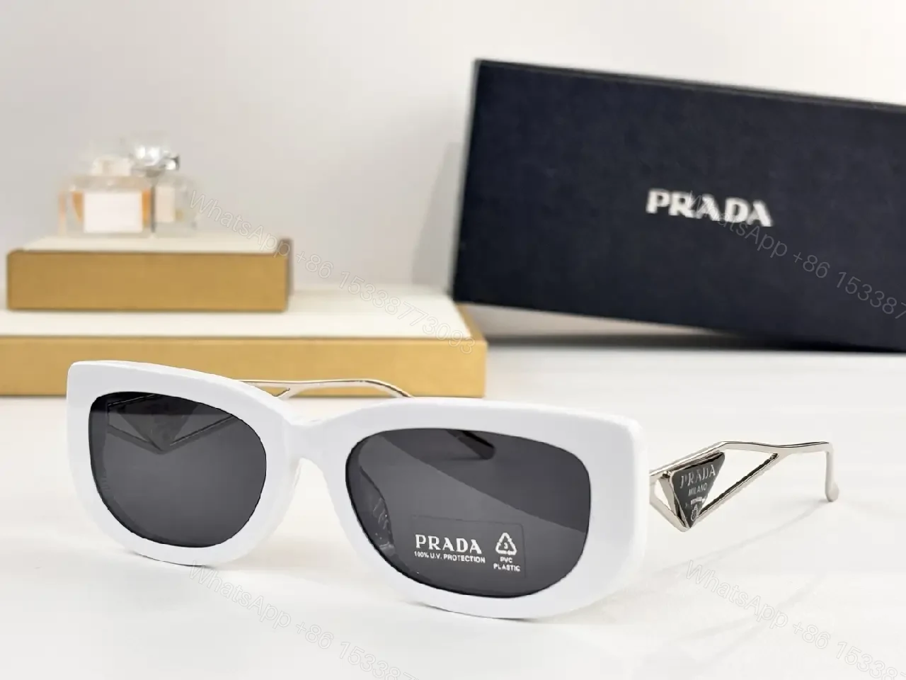 View 8 of Lilac-Gray Acetate Square Sunglasses with Gunmetal Accents, Premium Style