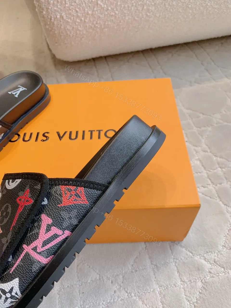 View 3 of Bold Canvas Monogram Slides — Stride-Ready Comfort