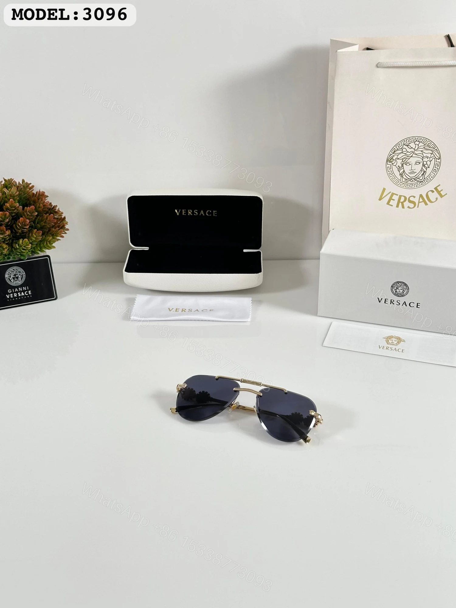 View 3 of FIRST COPY VERSACE 3096 GOLD BLACK SUNGLASSES