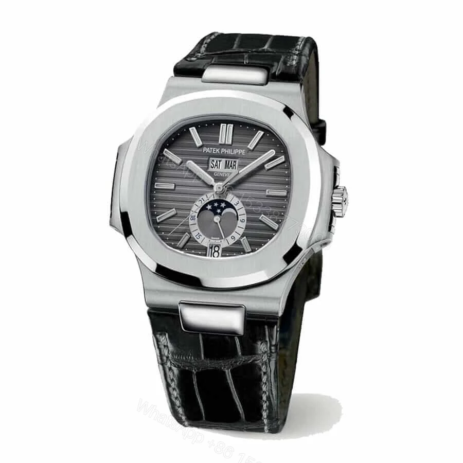 View 2 of Patek Philippe Super Clone Grey Leather