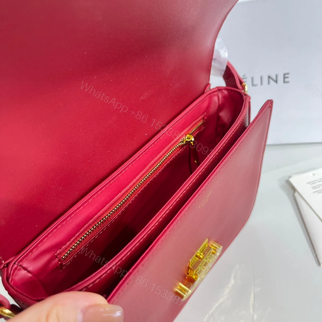 View 4 of CELINE TEEN TRIOMPHE BAG IN SHINY CALFSKIN RED 18 CM