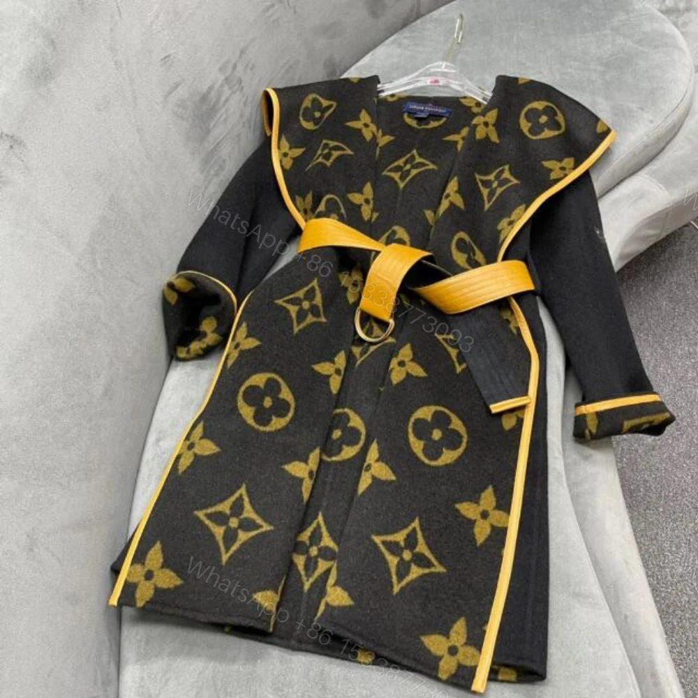 View 3 of Louis Vuitton Hooded Wrap Coat Monogram Wool In Black