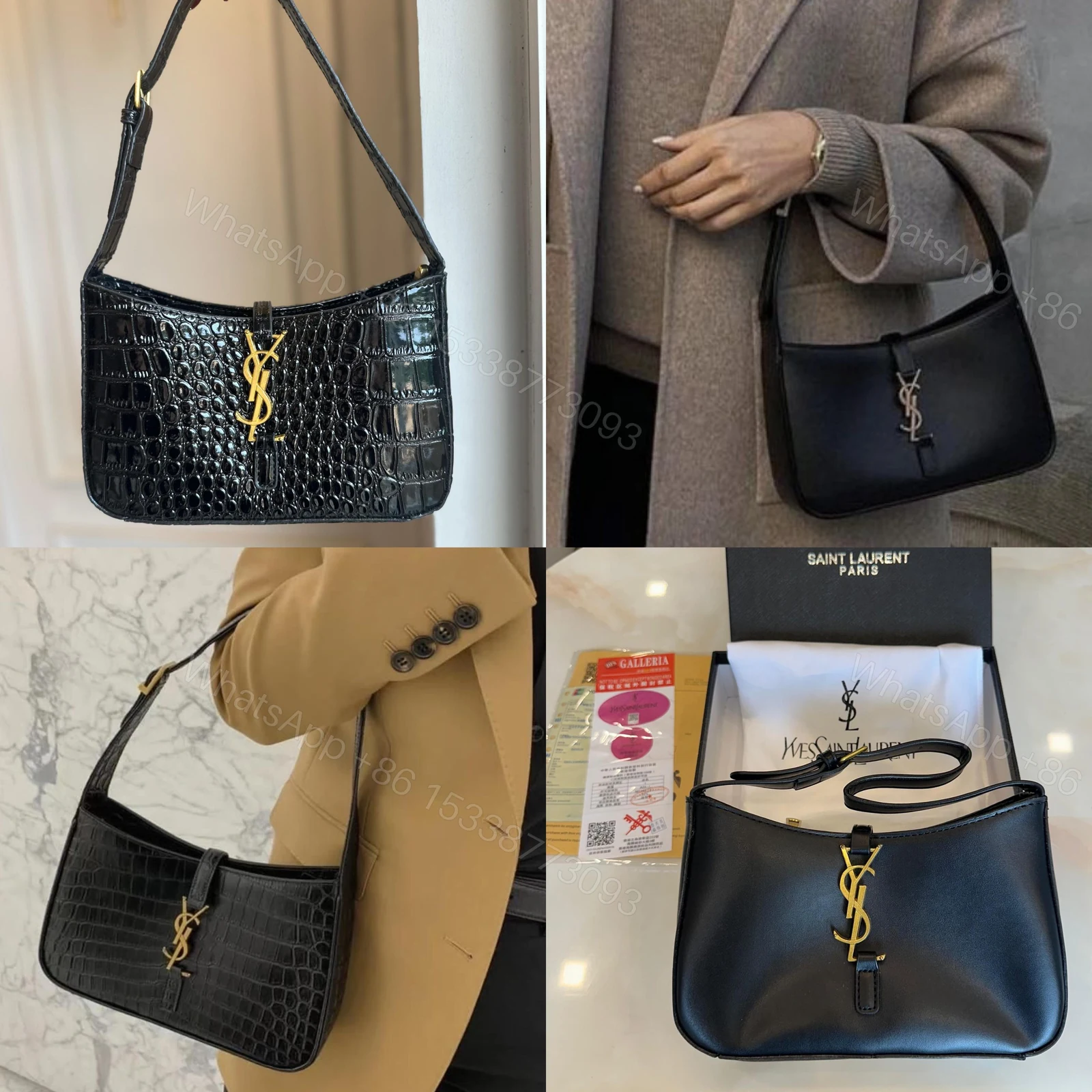 First Copy Saint Laurent Croc Leather Shoulder Bag — view 1