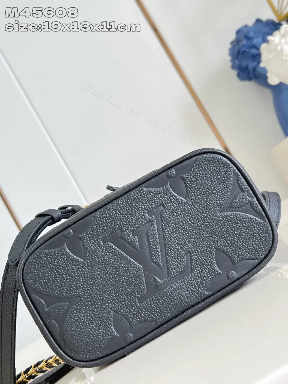 View 4 of Compact Luxury Crossbody in Textured Calfskin-Like Leather