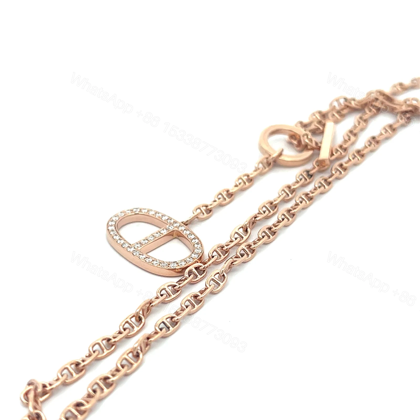 View 3 of Hermès Chaine D’ancre Contour Diamond Pendant, Large Model