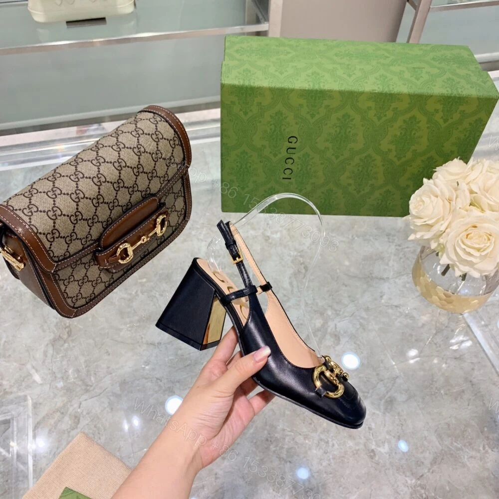 View 5 of Gucci Women’S Mid Heel Slingback With Horsebit Black ‎643892 C9D00 1000