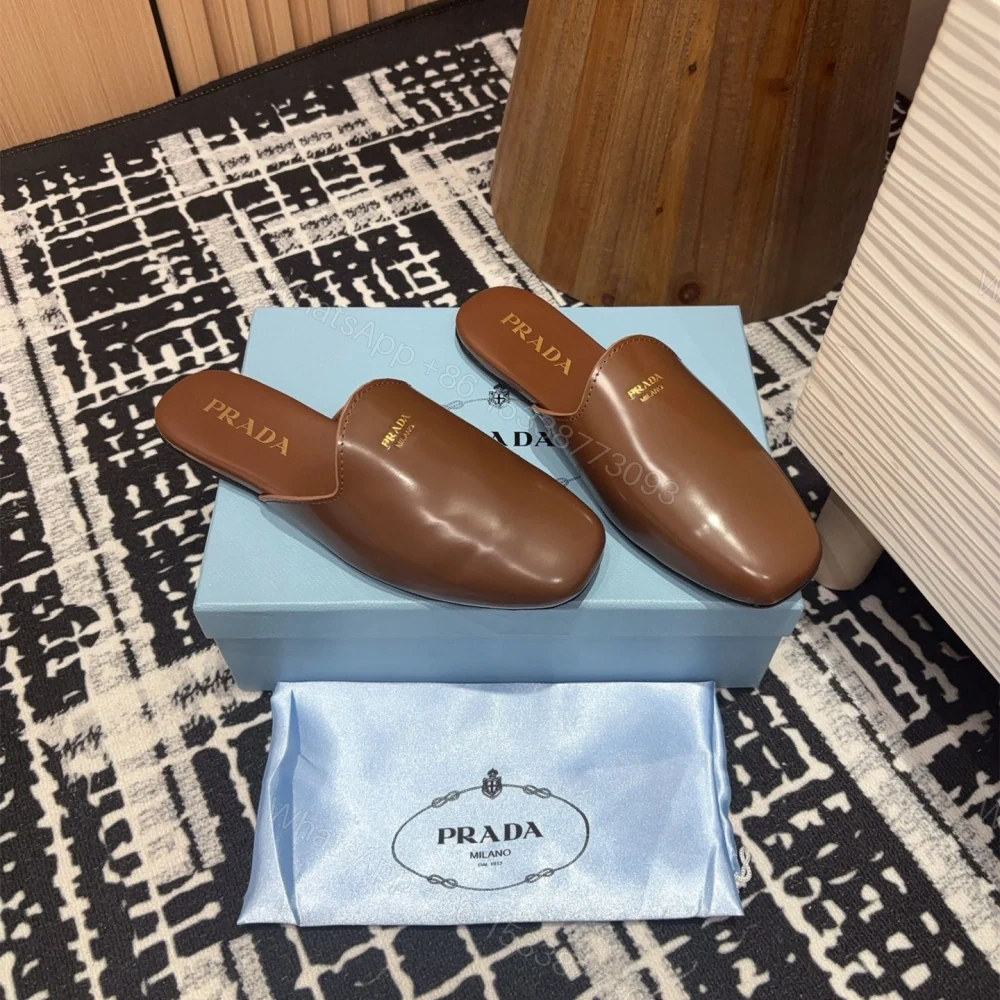 View 3 of 高仿Prada*2S2986圓頭皮質休閒套腳拖鞋棕色免檢版