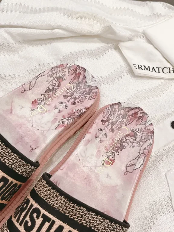 View 8 of Graphic Floral Dior-Inspired Slides, All-Day Comfort
