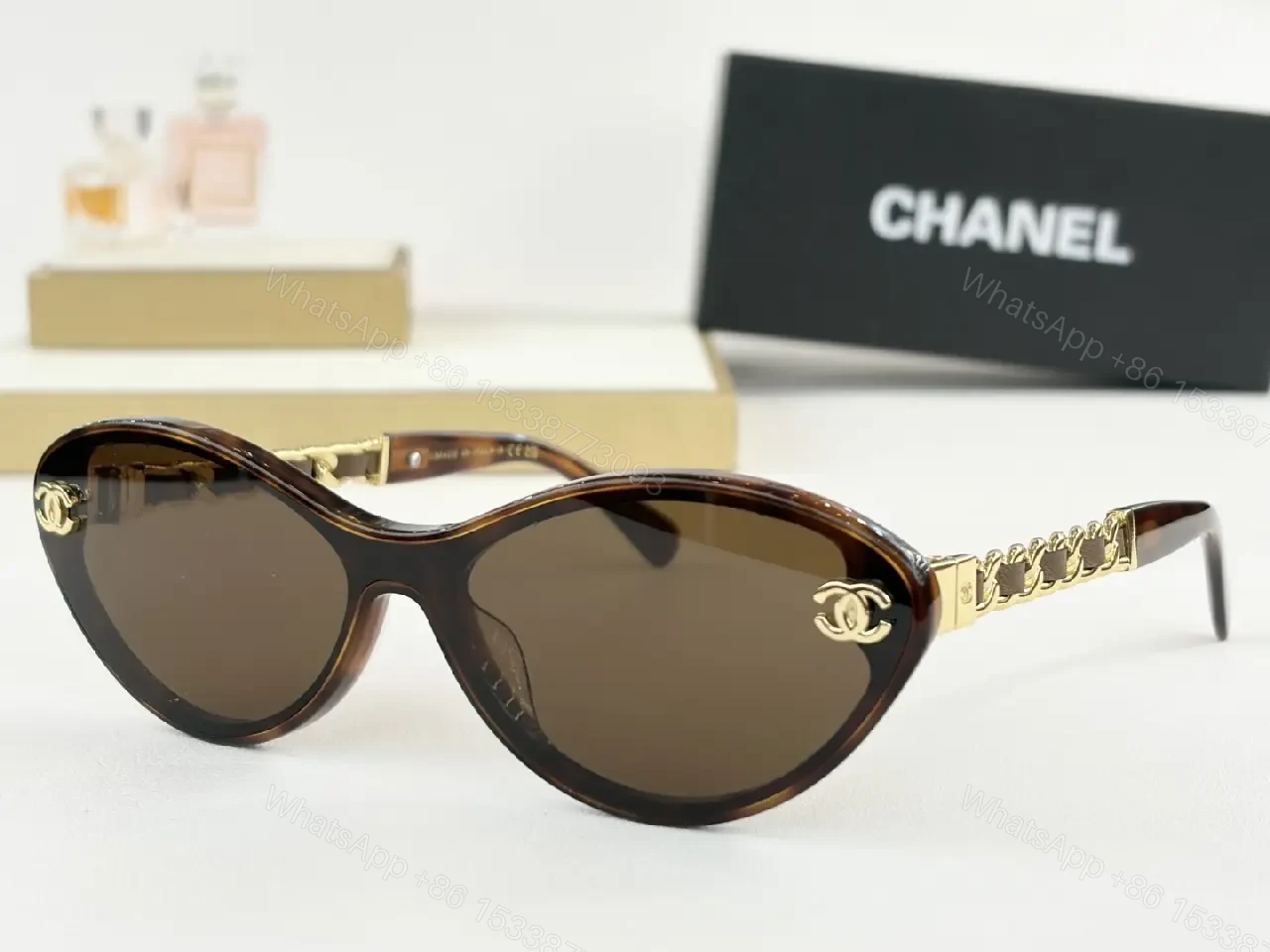 View 9 of Cat-Eye Sunglasses with Gold Detailing, Gradient UV400 Lens