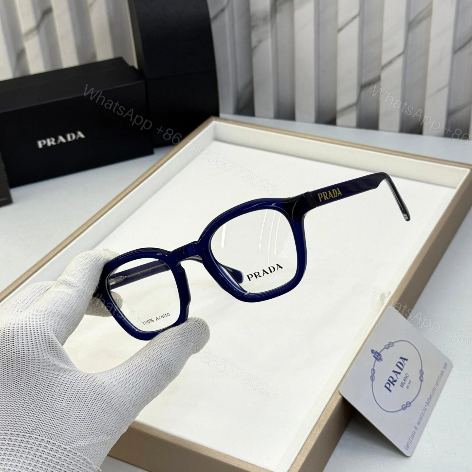 View 2 of Prada Unisex Blue Optical Frame
