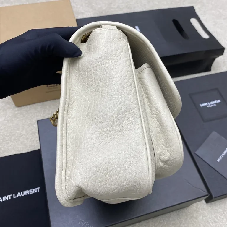 View 3 of Pebbled Leather Crossbody Bag â€” Luxe, YSL-Inspired Hardware