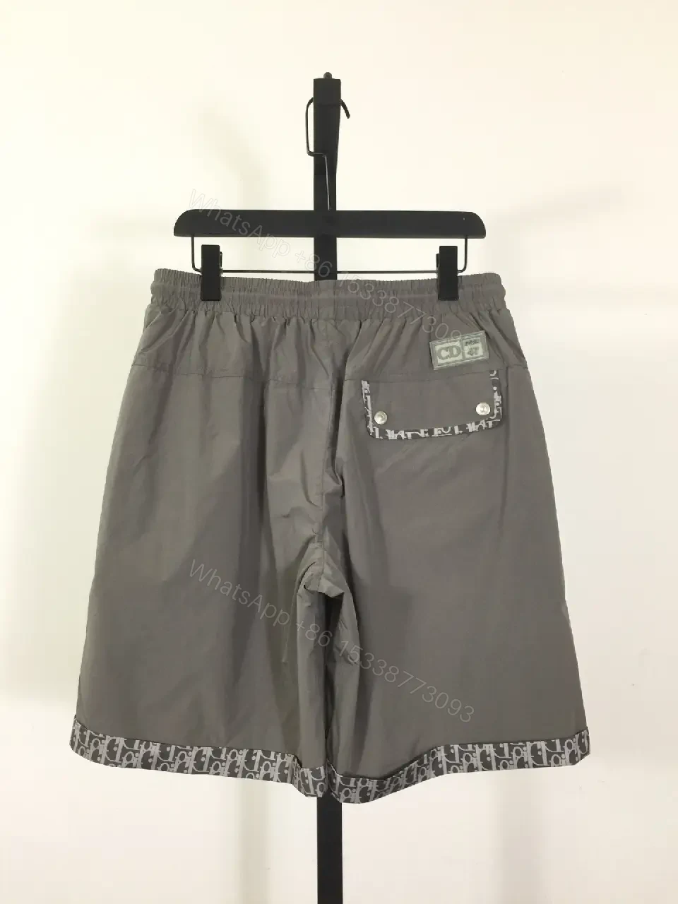 View 6 of Gray Nylon Bermuda Shorts Dior Logo Clip Hem Trim