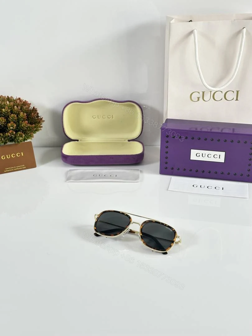 View 4 of First Copy Gucci GG6639 Sunglasses Gold Black
