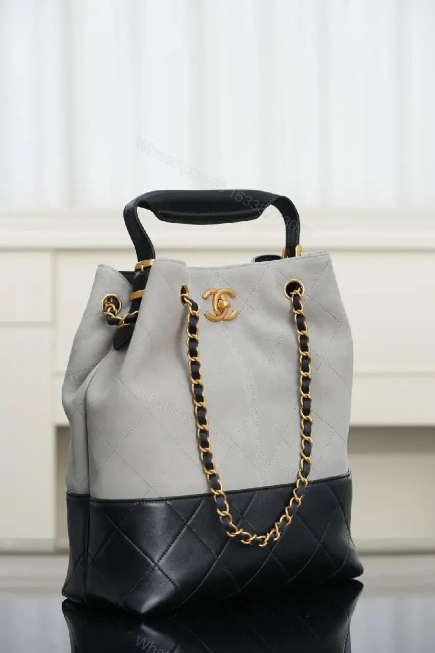 View 7 of Two-Tone Quilted Tote: Gold-Accent Everyday Luxury Bag