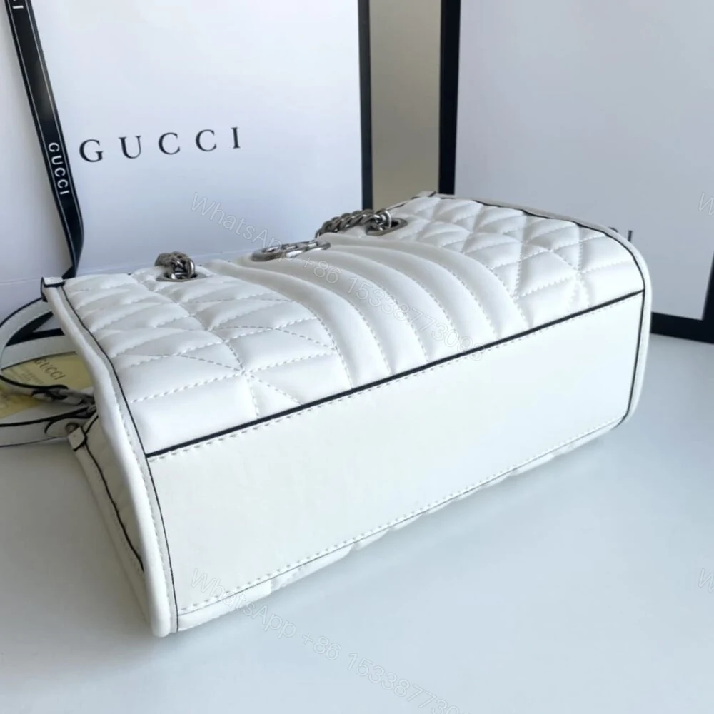 View 4 of Gucci GG Marmont Small Tote Bag White 26Cm 681483 UM8BN 9022